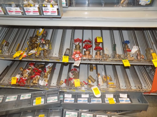 2 Shelves of Brass & Copper Valves