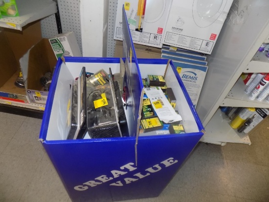 Blue Great Value Display Box w/ Sanding Sponges, Bungees & Cargo Nets