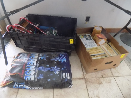 Contents Under Table by Front Doory - Photo Holders, Christmas Decorations,