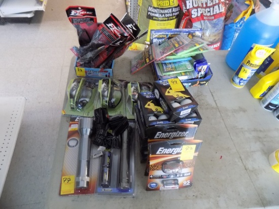 Flashlights, Safety Glasses, Headlights, Rain Ponchos & Table Tennis Balls