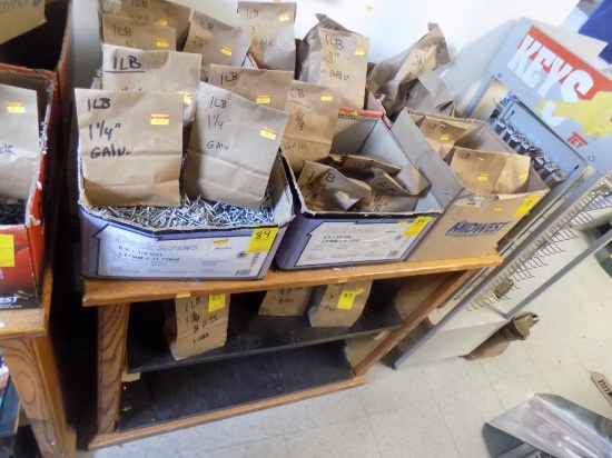 (6) Boxes of Asst. Galvanized Decking Screws w/(9) Bags of Tan Screws Under