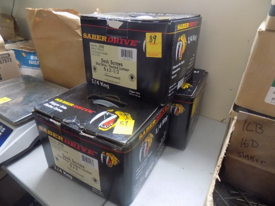 (3) Boxes of Saber Drive Decking Screws, 1 3/4 - 2 1/2 - 3'' (3 x Bid Price