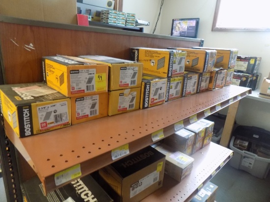 Contents of Top Shelf - (14) Boxes of Asst. Bostitch Wire Weld Framing Nail