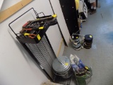 Black Wire Display Rack, Grass Seed & Used Hand Tools
