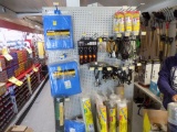 Contents of End Cap - Drop Cloths, Bungees, Ratchet Straps, Tarps, Plastic