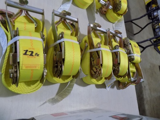 (5) 2'' x 27' Yellow Ratchet Straps, 10,000LB Breaking Str., NEW, (5x Bid P