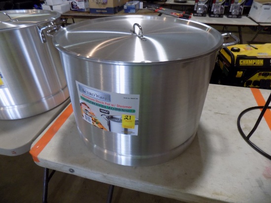 Aceroware 100 QT Alum, Stock Pot with Steamer, New