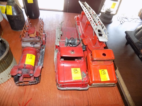 (3) Metal Toy Fire Trucks - (2) Are Antique, (1) is Modern Reproduction