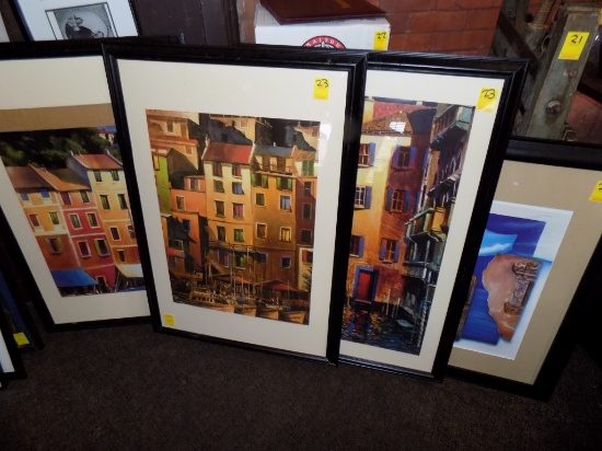 (4) Lg Framed Italy Themed Art Prints