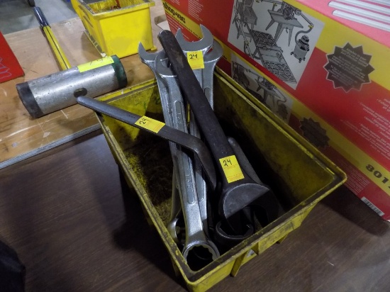 Yellow Bin with Large Wrenches