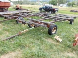 Round Bale Wagon, 20' Long, Steel Frame w/ Wood Cross Pieces On Orange Gear