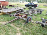 Round Bale Wagon, 20' Long, Steel Frame w/ Wood Cross Pieces On Orange Gear