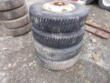 (4) Good 12R-22.5 Mtd Drive Tires on Steel 10-Lug Rims