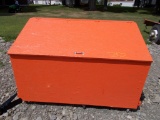 Orange, 6' Wide Wooden Gang/Tool Box on Wheels