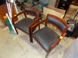 (2) Leather Upholstered Waiting Room Chairs