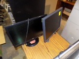 (2) Computer Monitors; (1) Dell, (1) HP
