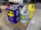 3 Gallon Cans of WD40 and Opened Bottles of Glass Cleaner and Simple Green