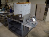 Steel Work Bench with Peg Board Back Wall and Mounted Dayton Bench Grinder
