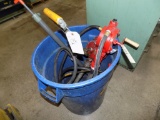 Blue Trash Can with 3 Hand Pumps