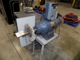 Baldor 7HP Polisher/Buffer, 3 Phase, Attached to a 4' Work Bench