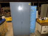 Grey 2 Door Metal Cabinet and a Small Locker Unit