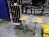 (2) Small Rolling Tables, a Mail/Paper Organizer and a Coat Rack
