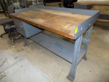 5' Wooden Top Work Bench with 2 Drawers and Backsplash on 3 Sides
