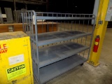 4 Tier Caged on 3 Sides Rolling Cart, 59'' Tall x 62'' Wide x 31'' Deep