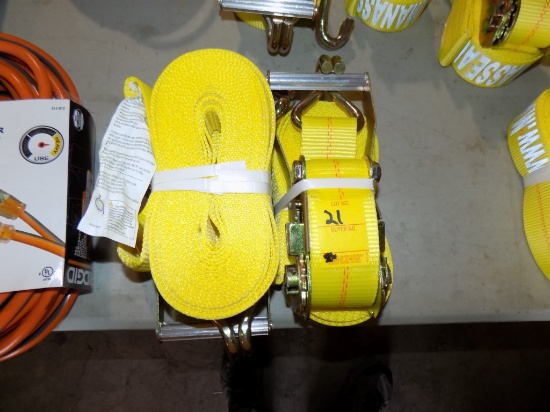 (2) NEW 27' x 2'' 10.000LB Ratchet Straps, (2x Bid Price)