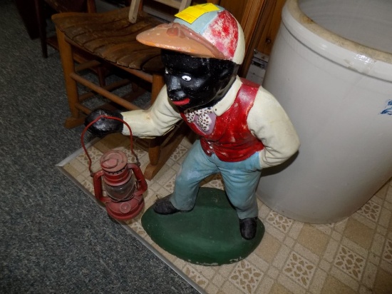 Concrete Railroad Worker  Statue w/ red latern