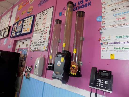 Napkin Dispenser & (3) Ice Cream Cone Dispensers, On Wall