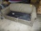 Green/Black Upholstered Pull-Out Sleeper Sofa, Missing Cushions
