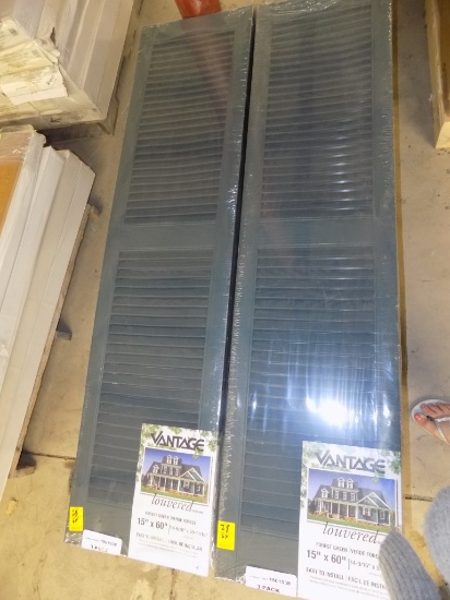 VAntage Louvered Forest Green Shutters,15'' x 60'' , (3) per Pack - (6) Pac