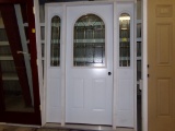 Fancy White Fiberglass 3/0-1/0-1/0 -1/0  Exterior Prehung  Door w/ Dual Sid