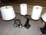 (2) Lamps (1) Black & Stainless Steel Dbl. Fixture, (1) Stainless Steel Swi