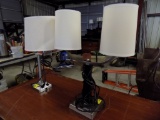 (2) Lamps, (1) SS Swingout Lamp, (1) Black Double-Fixture, Both w/Outlets i
