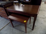 48'' Wood Table w/Pull-Out Writing Tray, Small Table Underneath