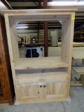 NEW Unfinished Pine Entertainment Cabinet w/ 2 Bottom Doors - 38'' W x 58''