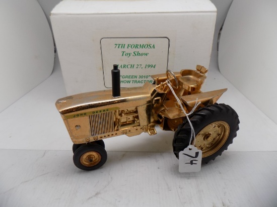 Gold Plated John Deere Tractor in 1/16 Scale, Box Says, ''7th Formosa Toy S