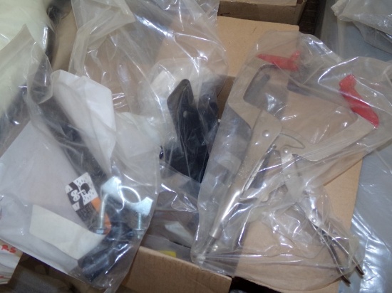 Box of Polaris Parts, Midget Ring Compressor, Brackets, Electrical Pigtail,