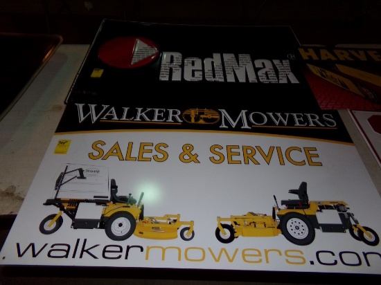 Red Max and Walker Mowers Tin Signs, 35'' x 24''