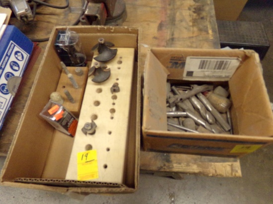 (6) Router Bits, (5) Rotary Bits, and a Box w/ End Mills and Bits
