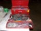 Red Toolbox & (2) Red Trays w/Misc Hand Tools - Clamp, Wrenches, etc.