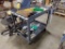 2 Tier Steel Rolling Work Cart w/ Contents & 3 Old Chairs