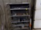 7-Tier Gray Metal Shelf, 3'L, with Misc Alum. Scrap & Brushes, Etc.