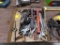 Box with Hammers, Open Ended SAE Wrenches, Pipe Wrench, File, Measuring Tap