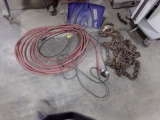 Rigging Chair, Red Air Hose, Ext Cord, Plastic Shovel
