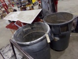 (2) Rolling Trash Cans & Box of Misc Parts & Lines