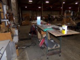 5' x 2' Rolling Workbench w/Elec, (1) Shelf, (2) Wood Sawhorses & Asst. Con