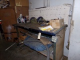 5' 2 Tier HD Work Bench on Casters w/ Bottom Shelf w/ Contents, Grinding Vi